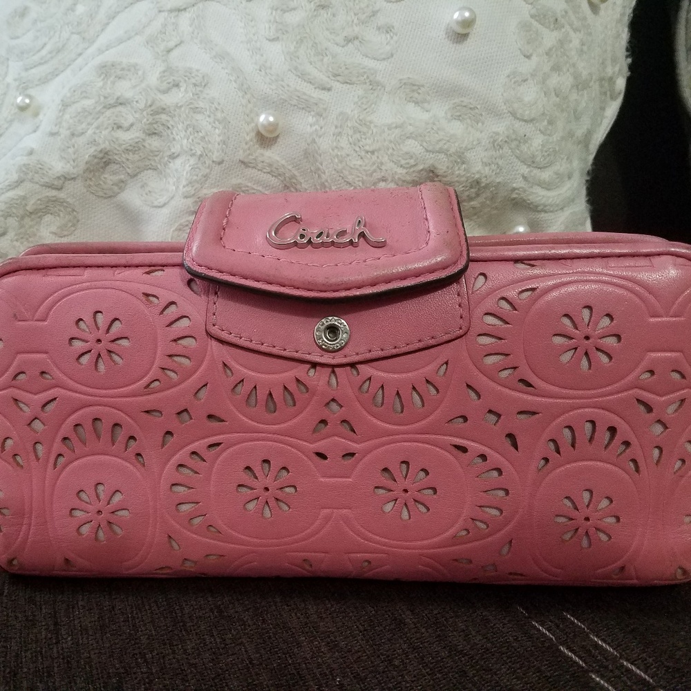 Coach Pink Perforated Wallet